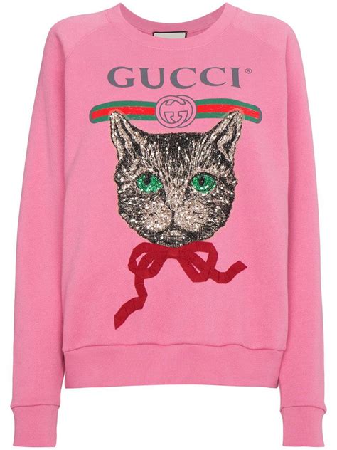 gucci cat sweater pink|gucci pink cat sweatshirt.